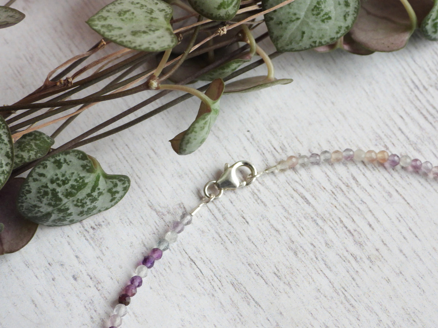 Dainty Fluorite "Clarity" Gemstone Anklet | Faceted Beads
