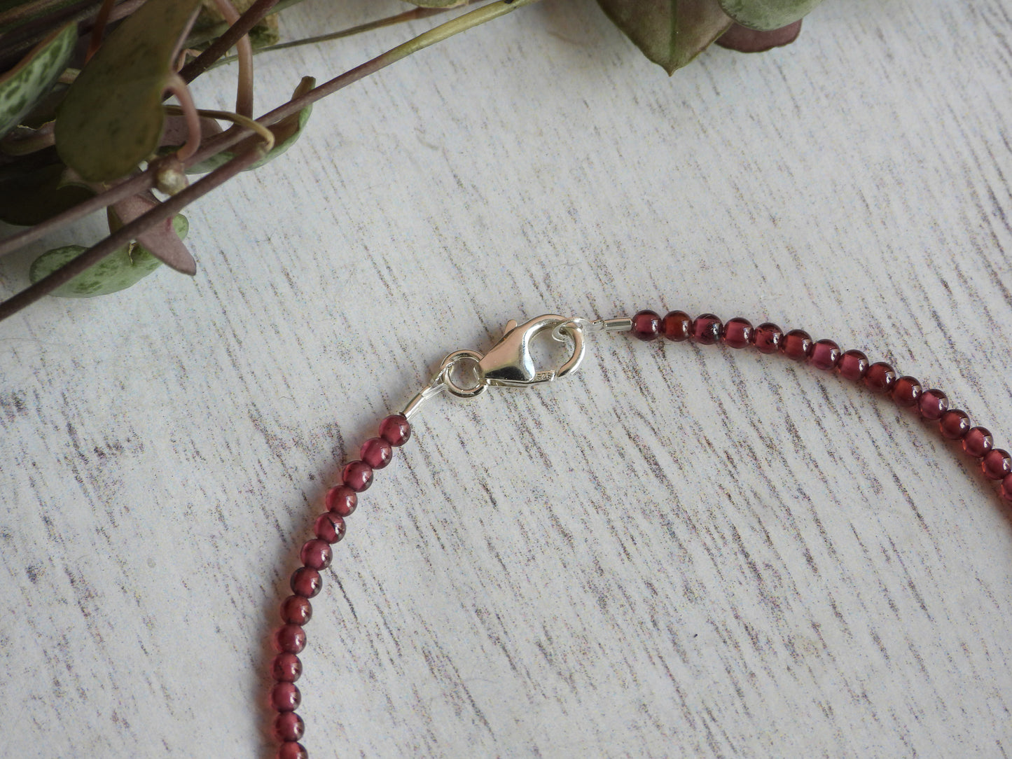 garnet gemstone bracelet with sterling silver clasp