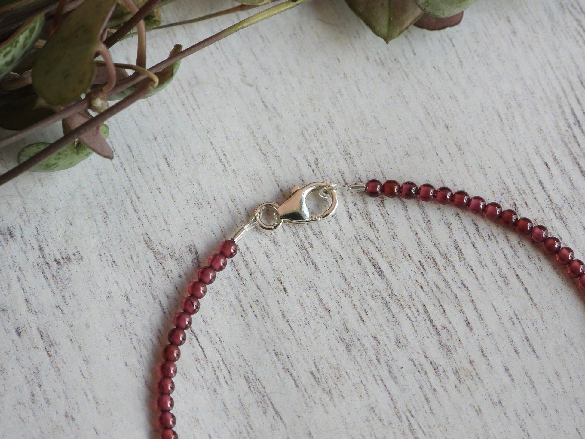 garnet gemstone bracelet with sterling silver clasp