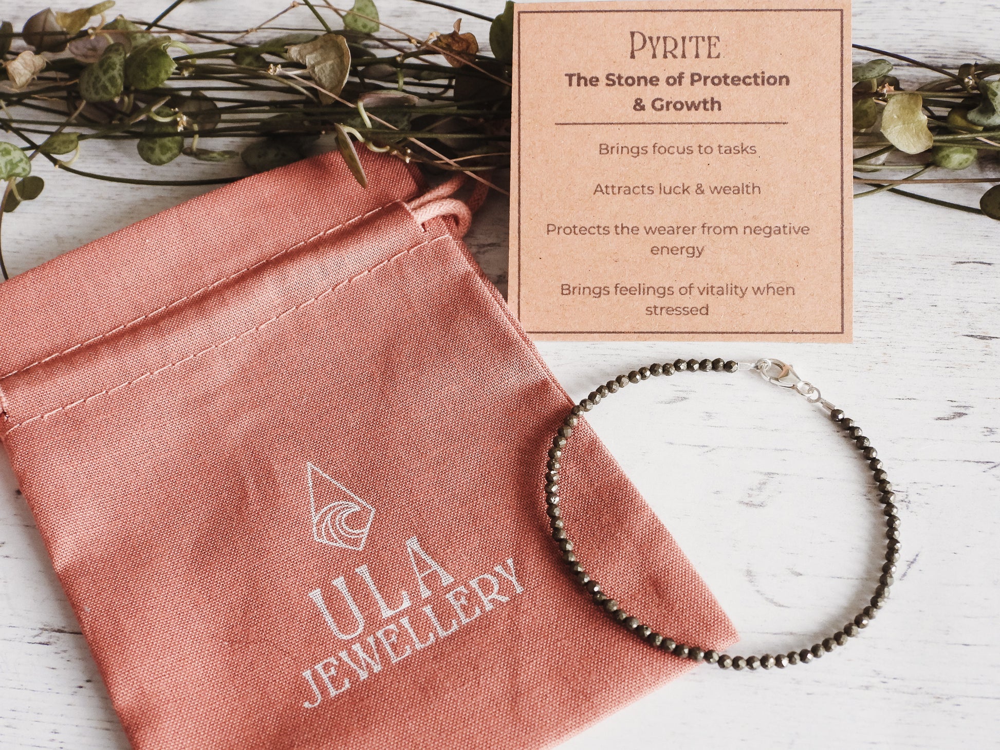 gift idea Ula Jewellery Cornwall pyrite bracelet