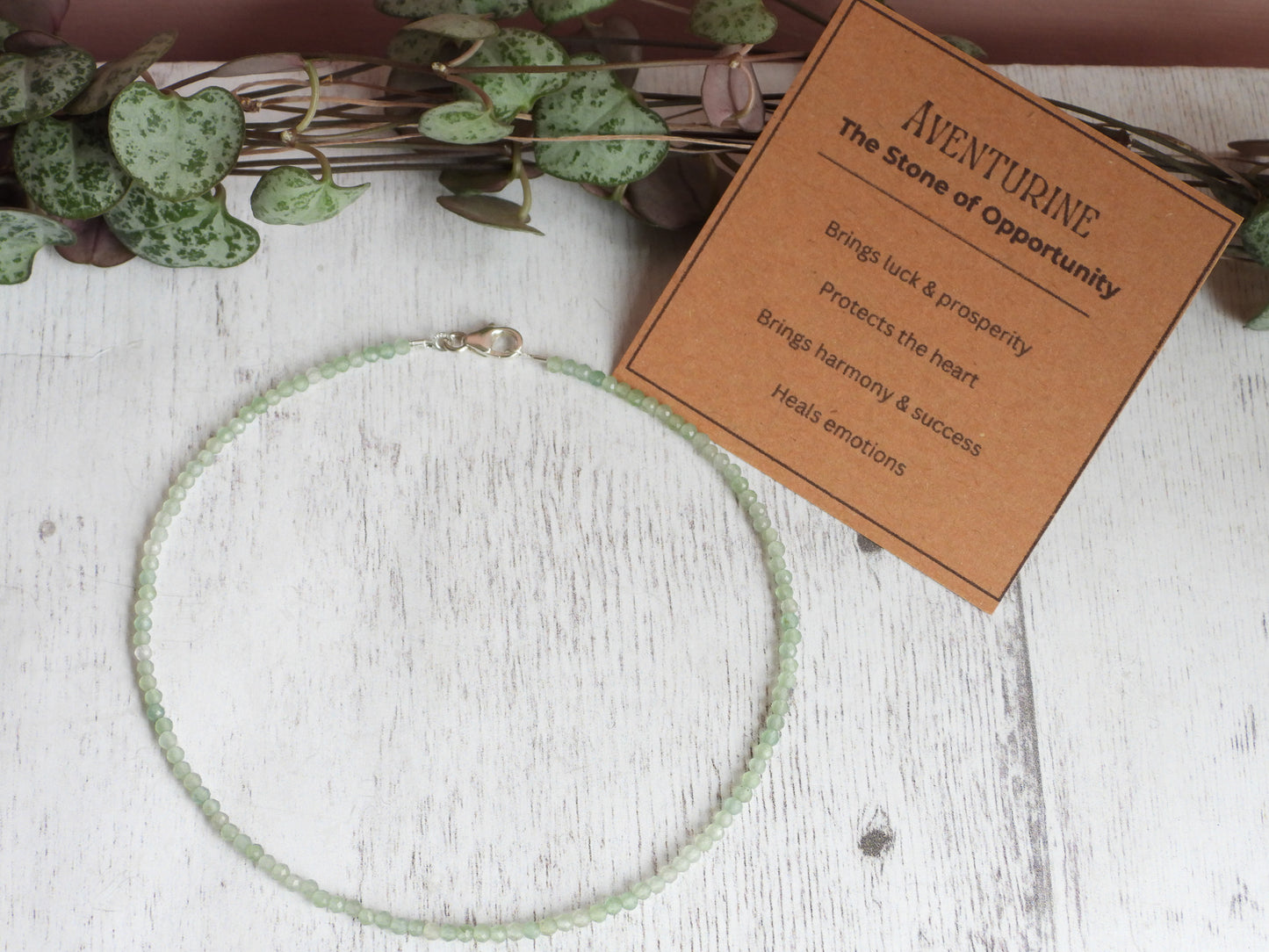 Dainty Aventurine "Prosperity" Gemstone Anklet | Faceted Beads