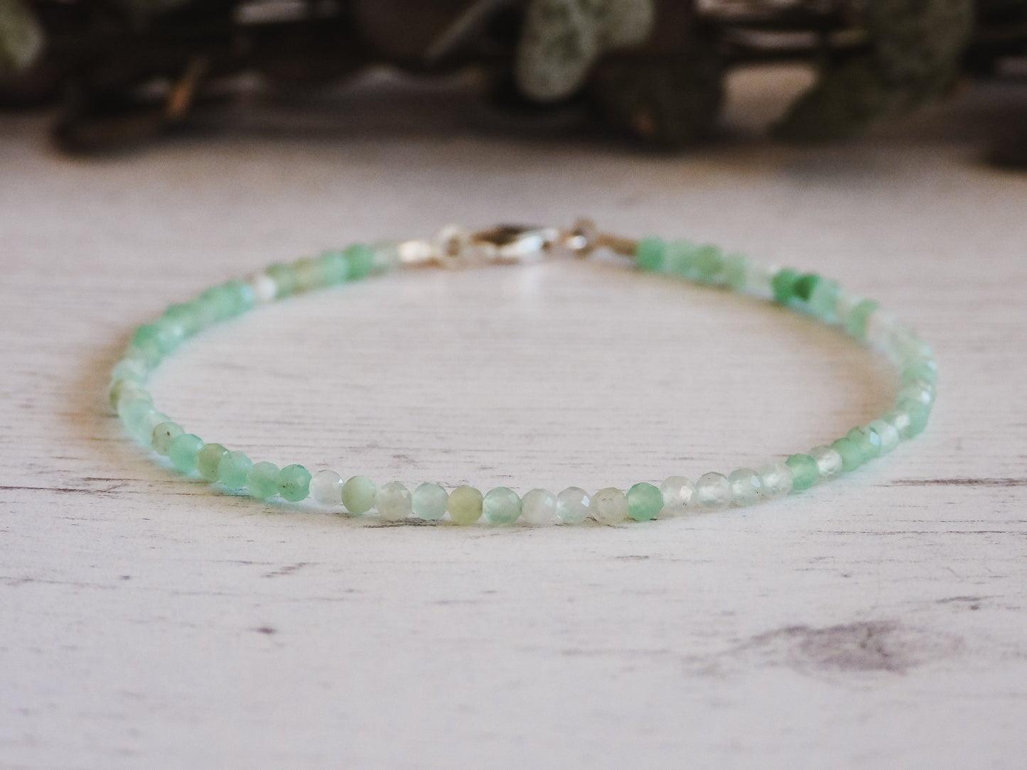 green chrysoprase crystal healing gemstone bracelet