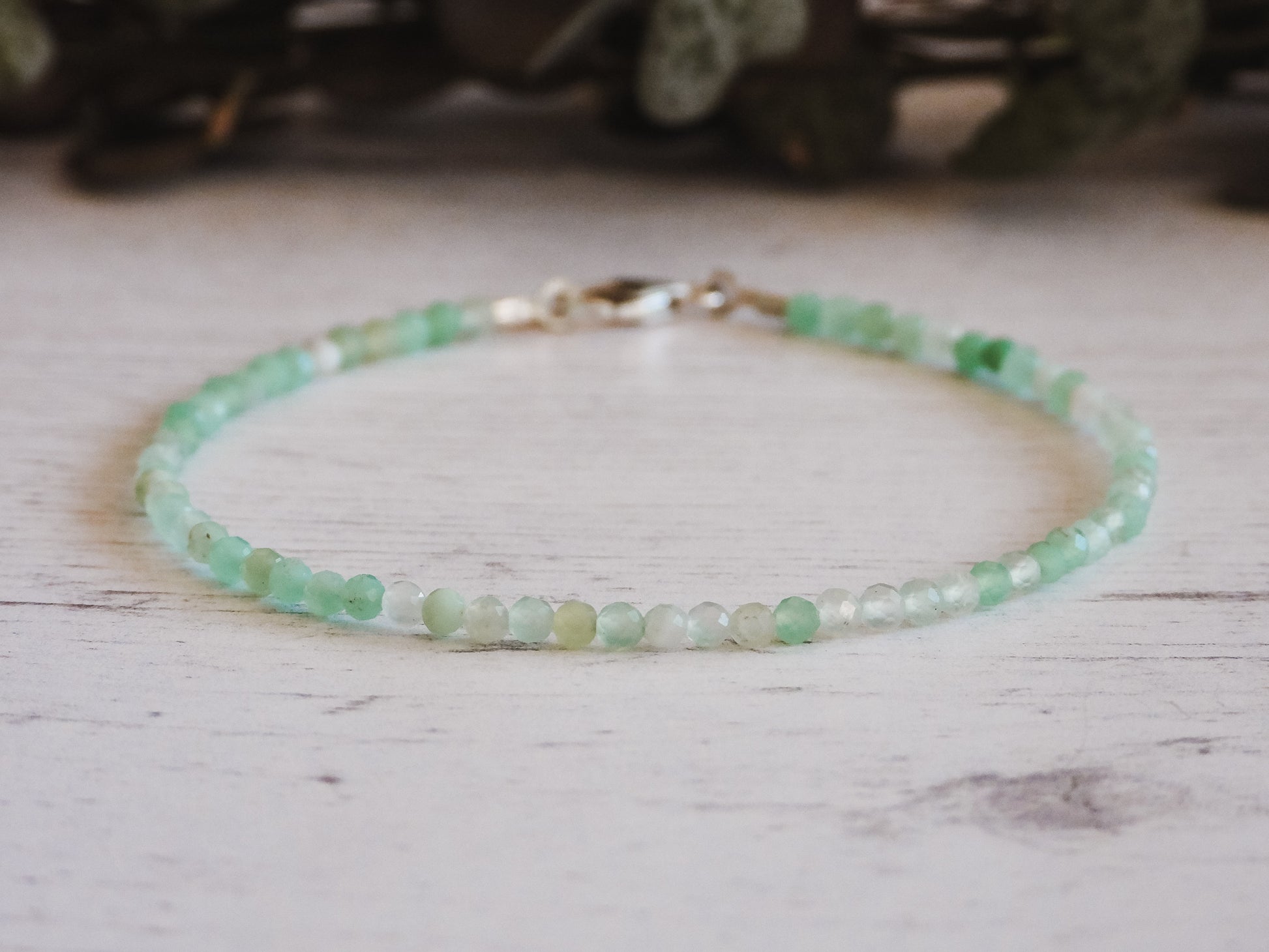 green chrysoprase crystal healing gemstone bracelet