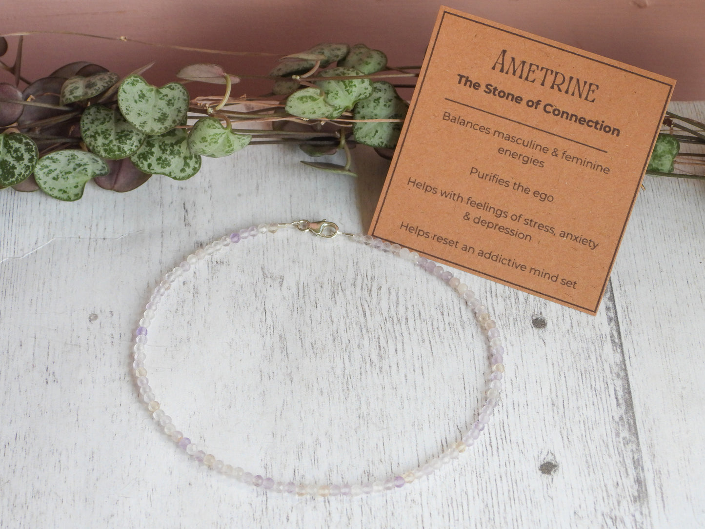 Dainty Ametrine "Balance & Connection" Gemstone Anklet | Faceted Beads
