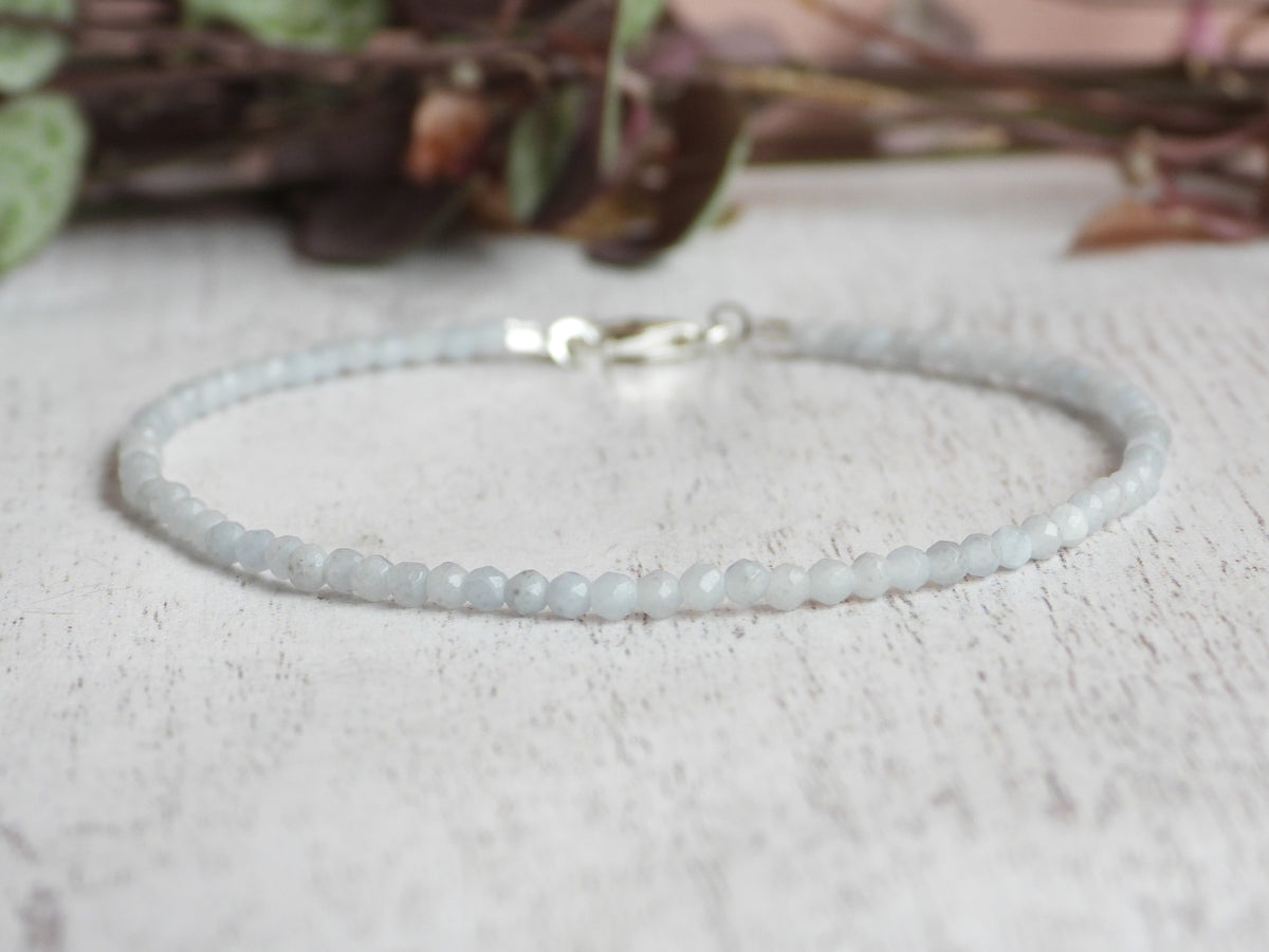 Dainty Gemstone Angelite  Bracelet | Sterling Silver | Handmade