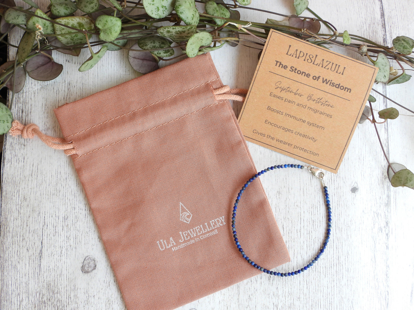 Dainty Lapis Lazuli "Truth" Gemstone Bracelet | September Birthstone | Round Beads