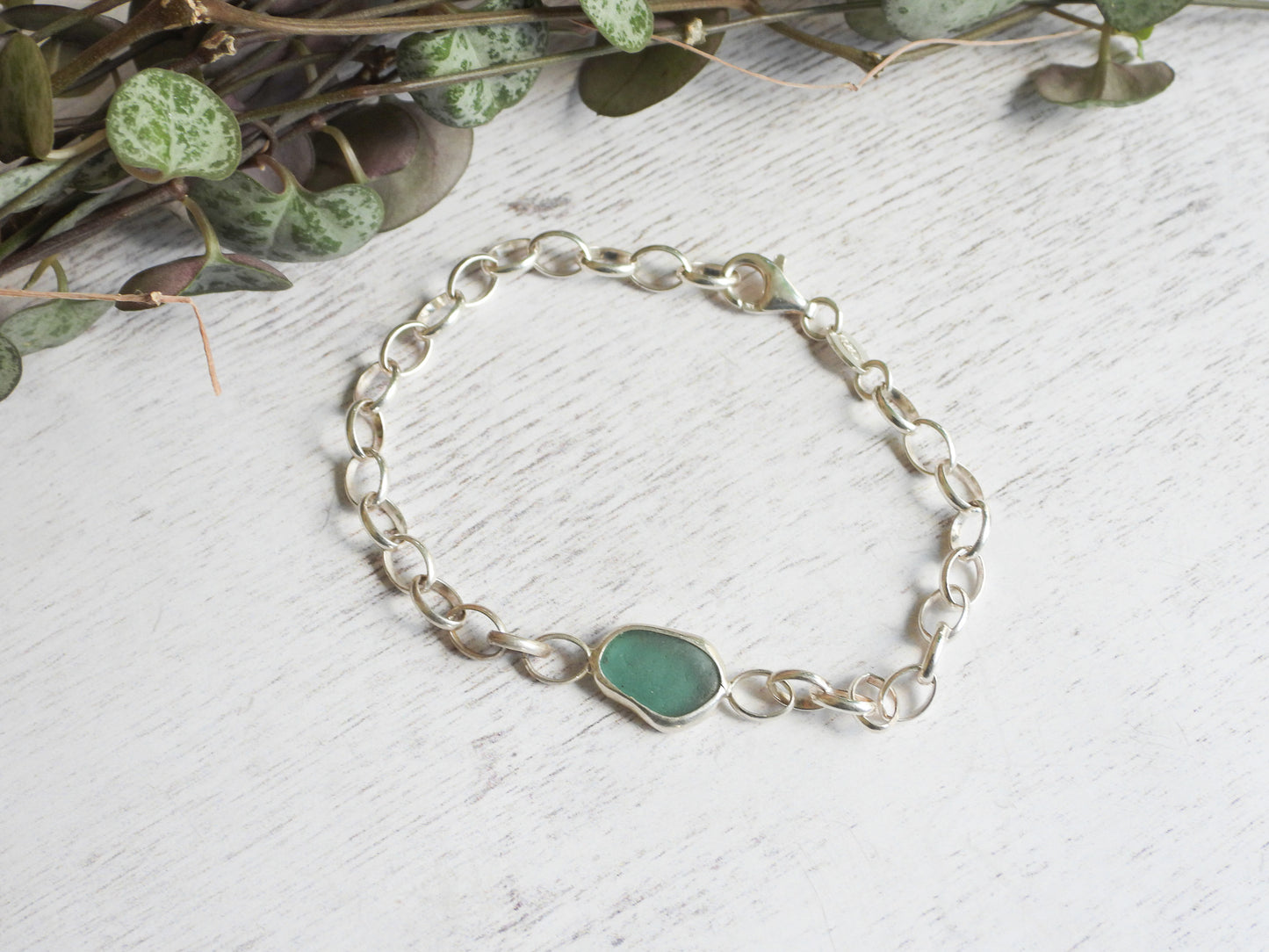 Teal Cornish Seaglass Bracelet | Sennen Beach