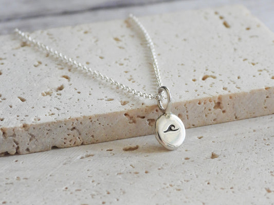 handmade dainty charm necklace with wave pendant