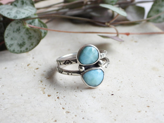 Boho Style Larimar Split Ring | Recycled Silver 925
