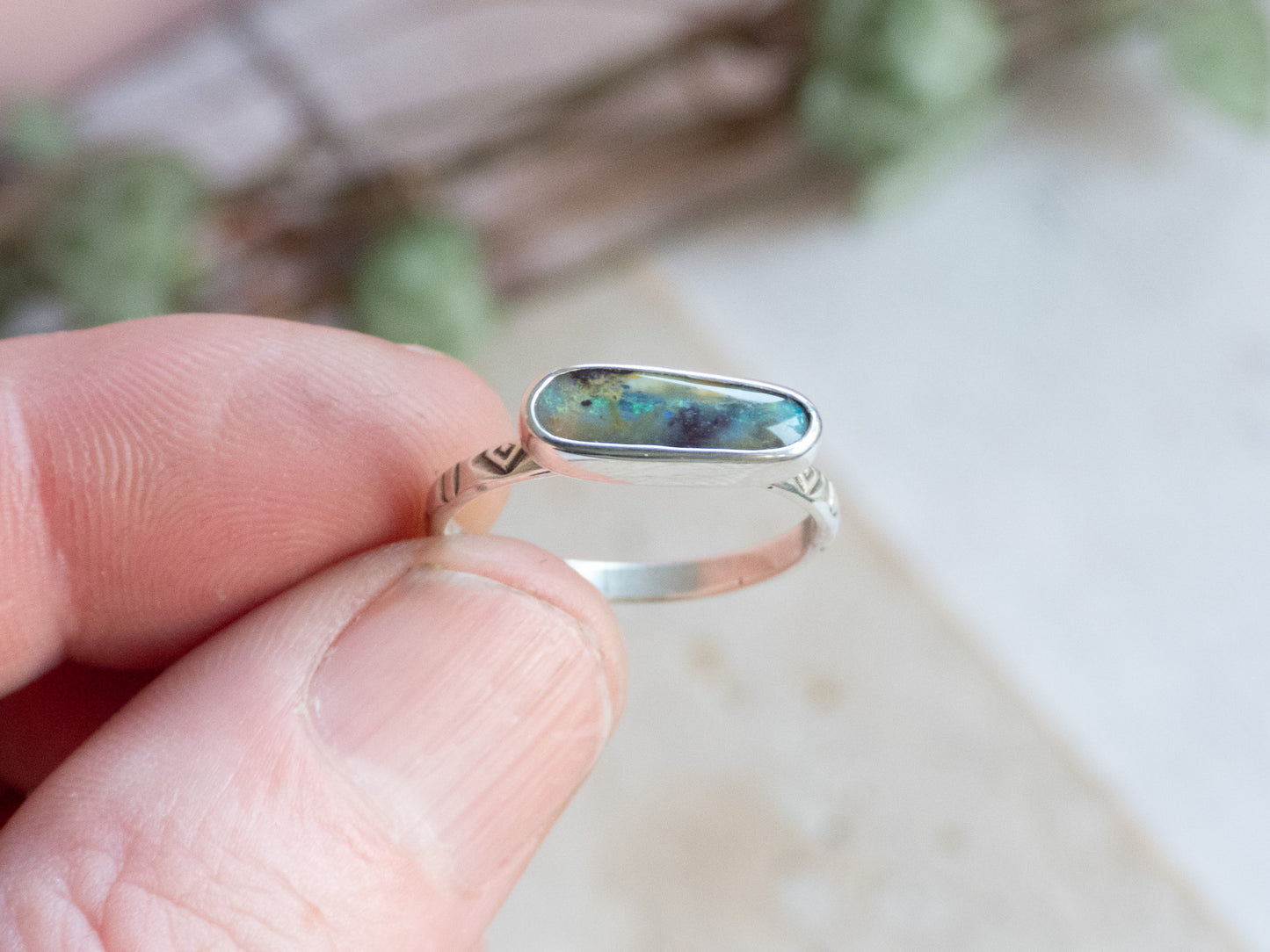 Australian Boulder Opal Stacking Ring | Size P