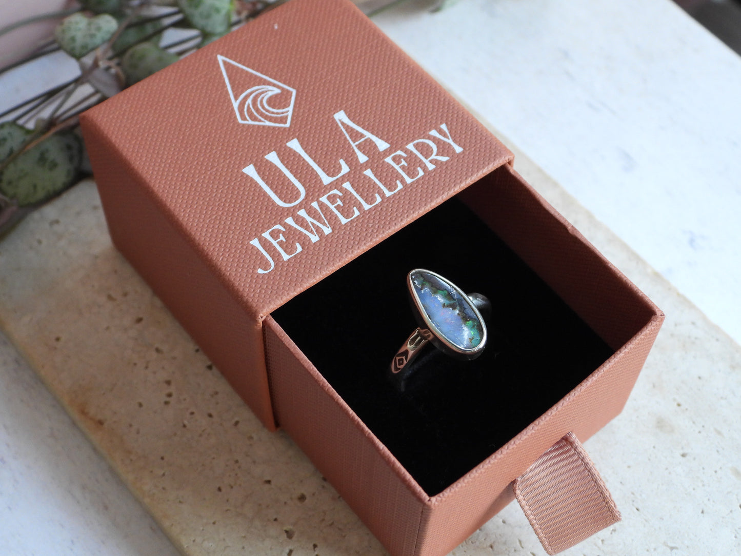 Australian Boulder Opal Stacking Ring | Size O