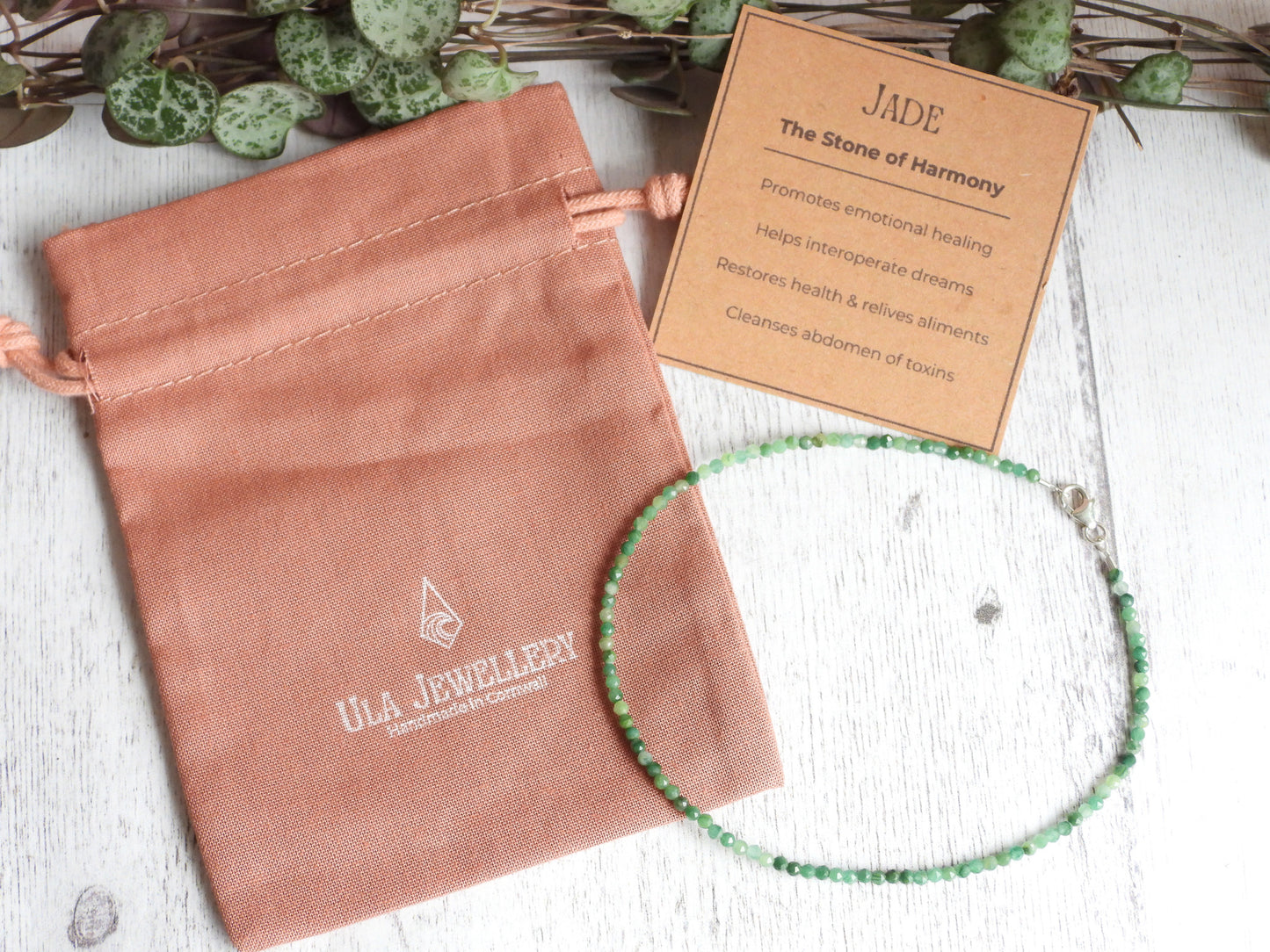 Dainty Jade "Harmony" Gemstone Anklet | Faceted Beads