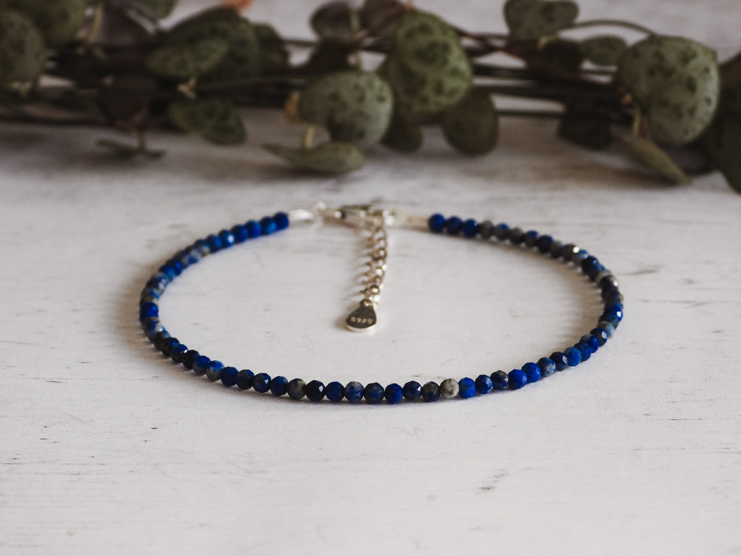 lapis lazuli adjustable sterling silver bracelet