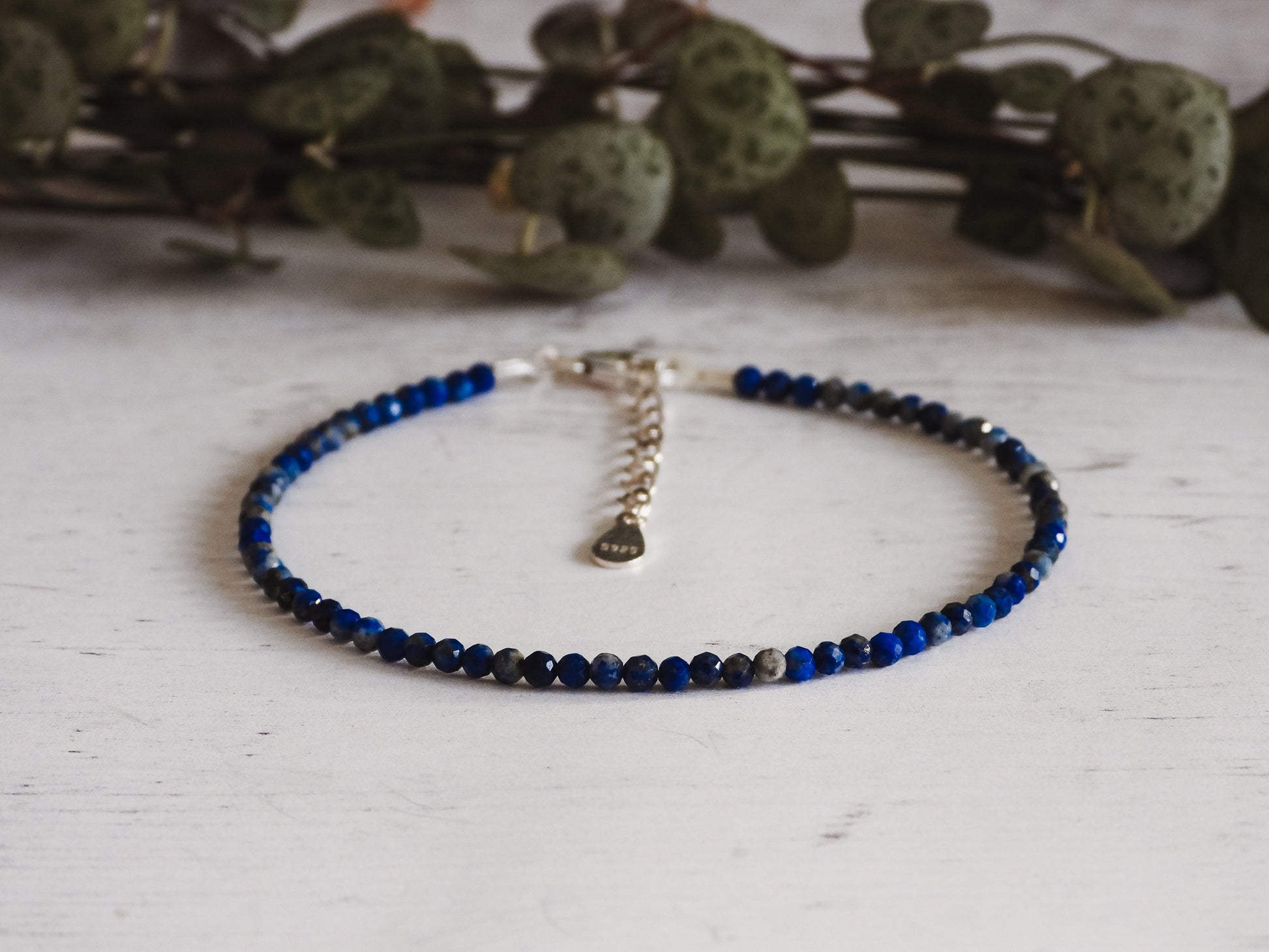 lapis lazuli adjustable sterling silver bracelet