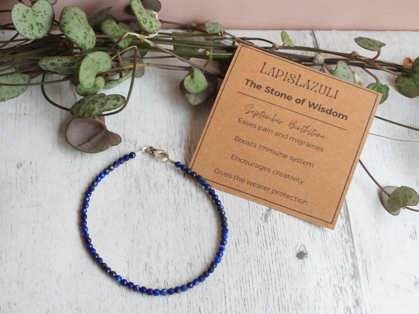 lapis lazuli crystal healing 2mm beaded bracelet
