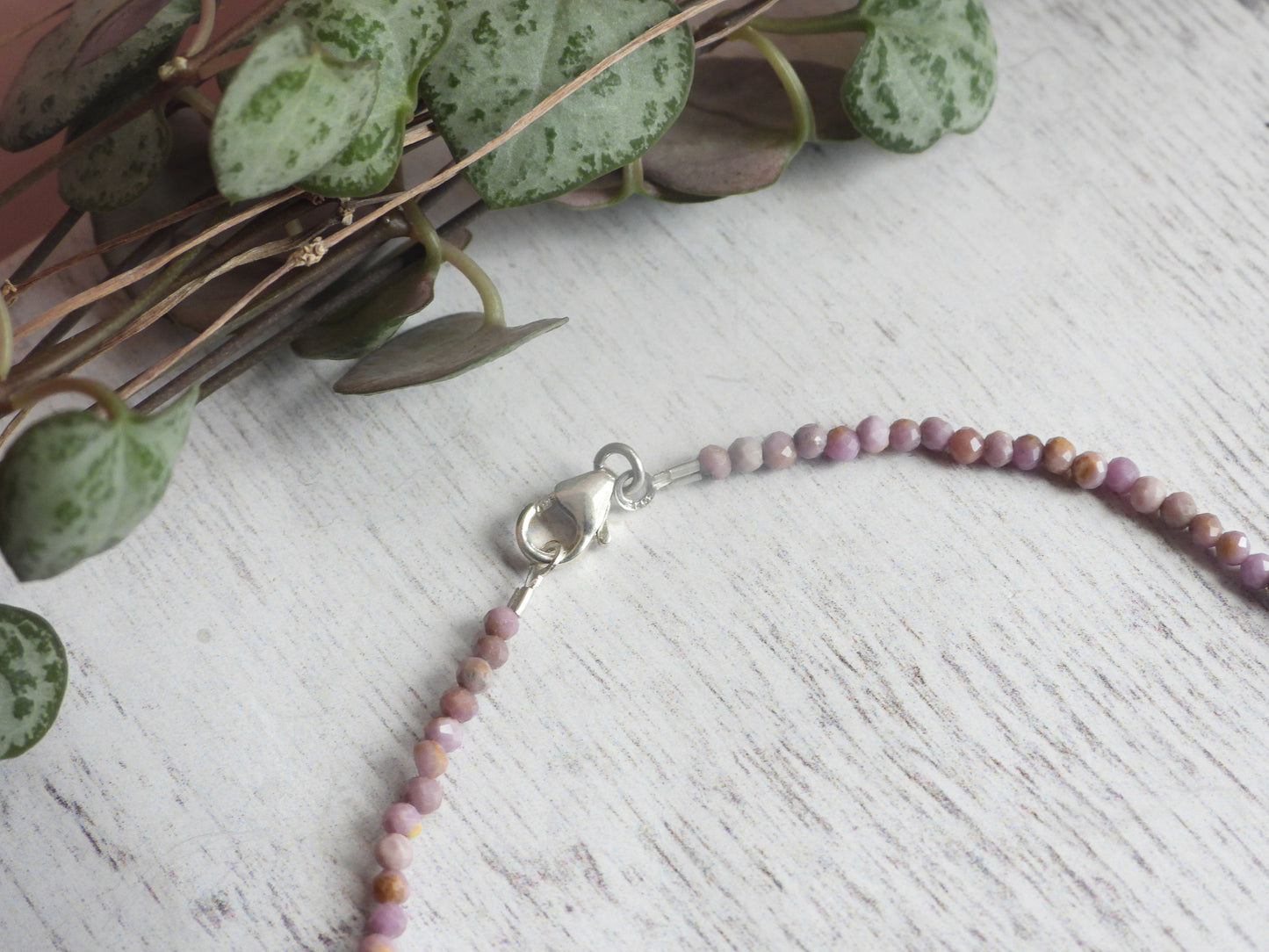 Dainty Lepidolite "Optimism" Gemstone Anklet | Faceted Beads