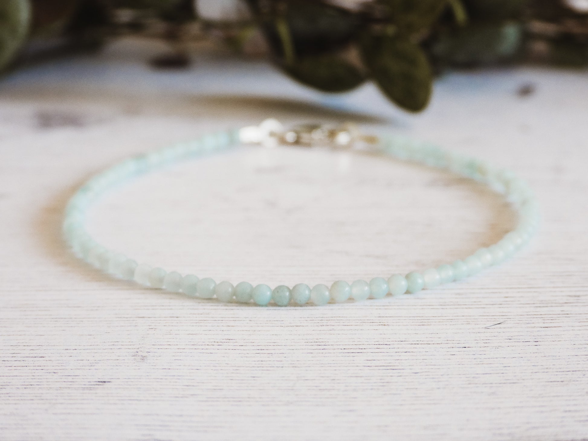 light blue amazonite crystal healing bracelet