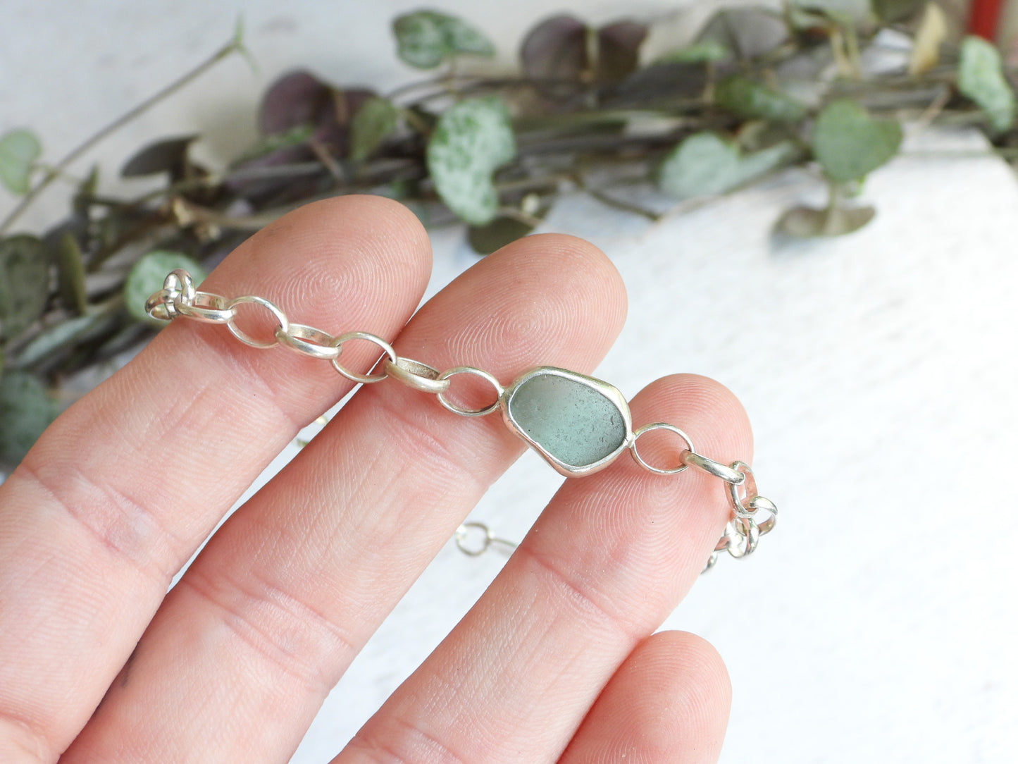 Teal Cornish Seaglass Bracelet | Sennen Beach