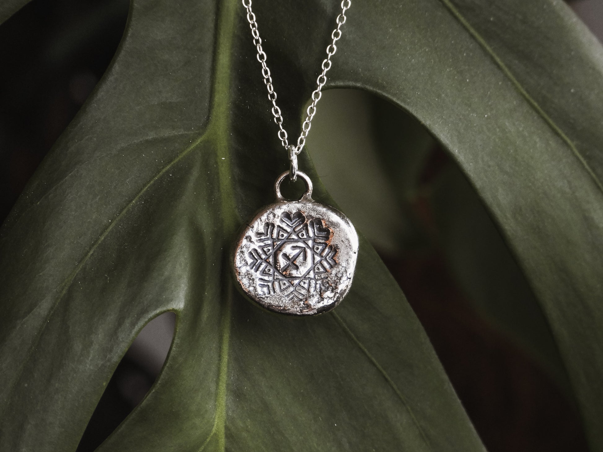 unique and rustic sagittarius sterling silver charm necklace