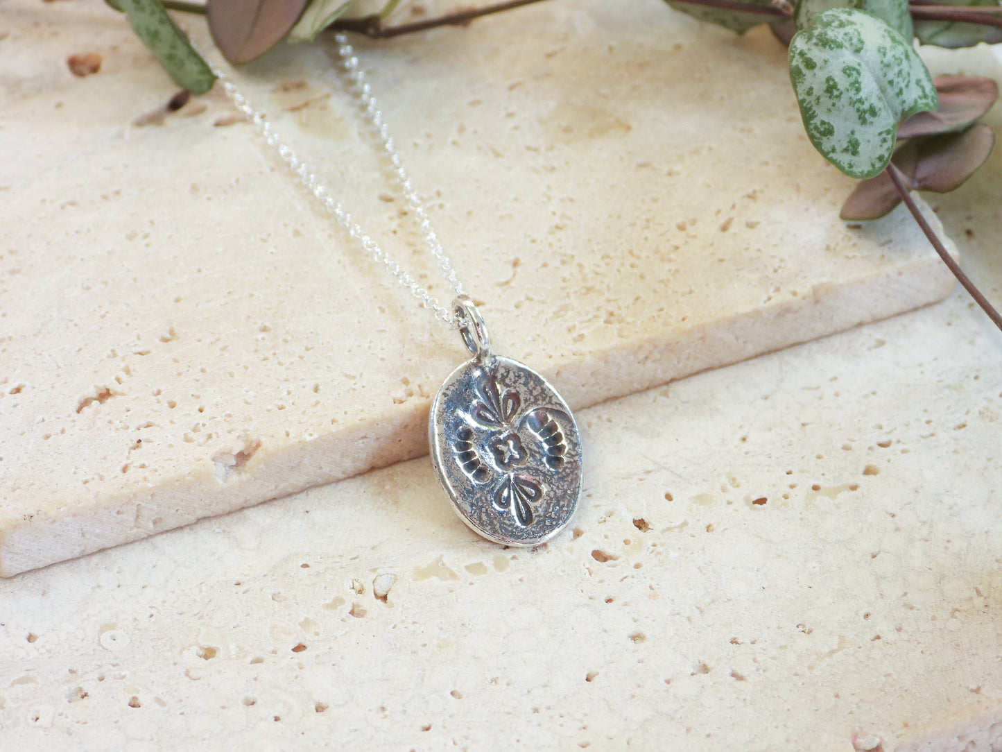 sterling silver handmade recycled boho mandala necklace