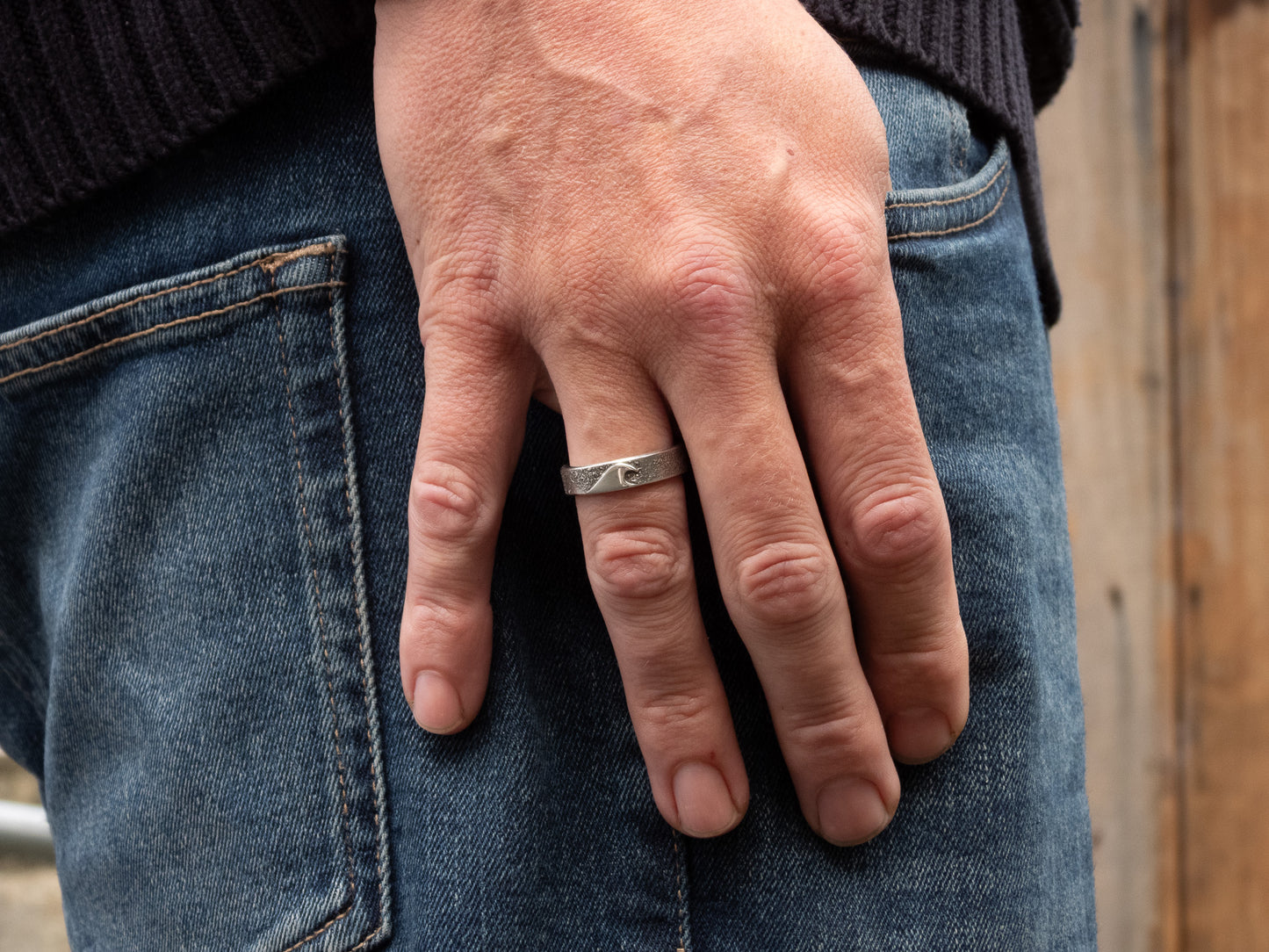 Rustic Wave Ring | Recycled Sterling Silver | Personalised Engraving Option