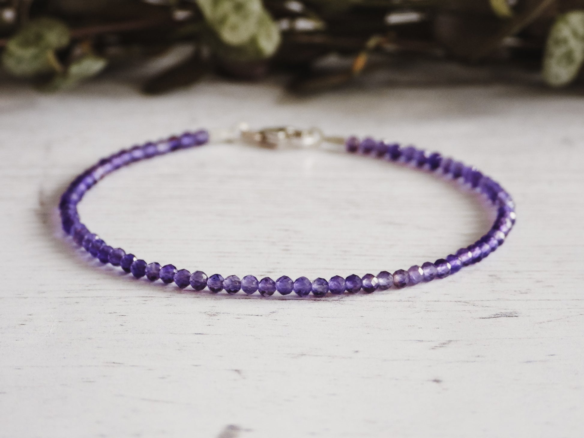 minimalist purple amethyst crystal healing bracelet