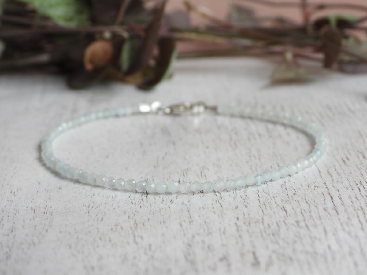 Dainty Beryl Gemstone Bracelet | Sterling Silver | Handmade