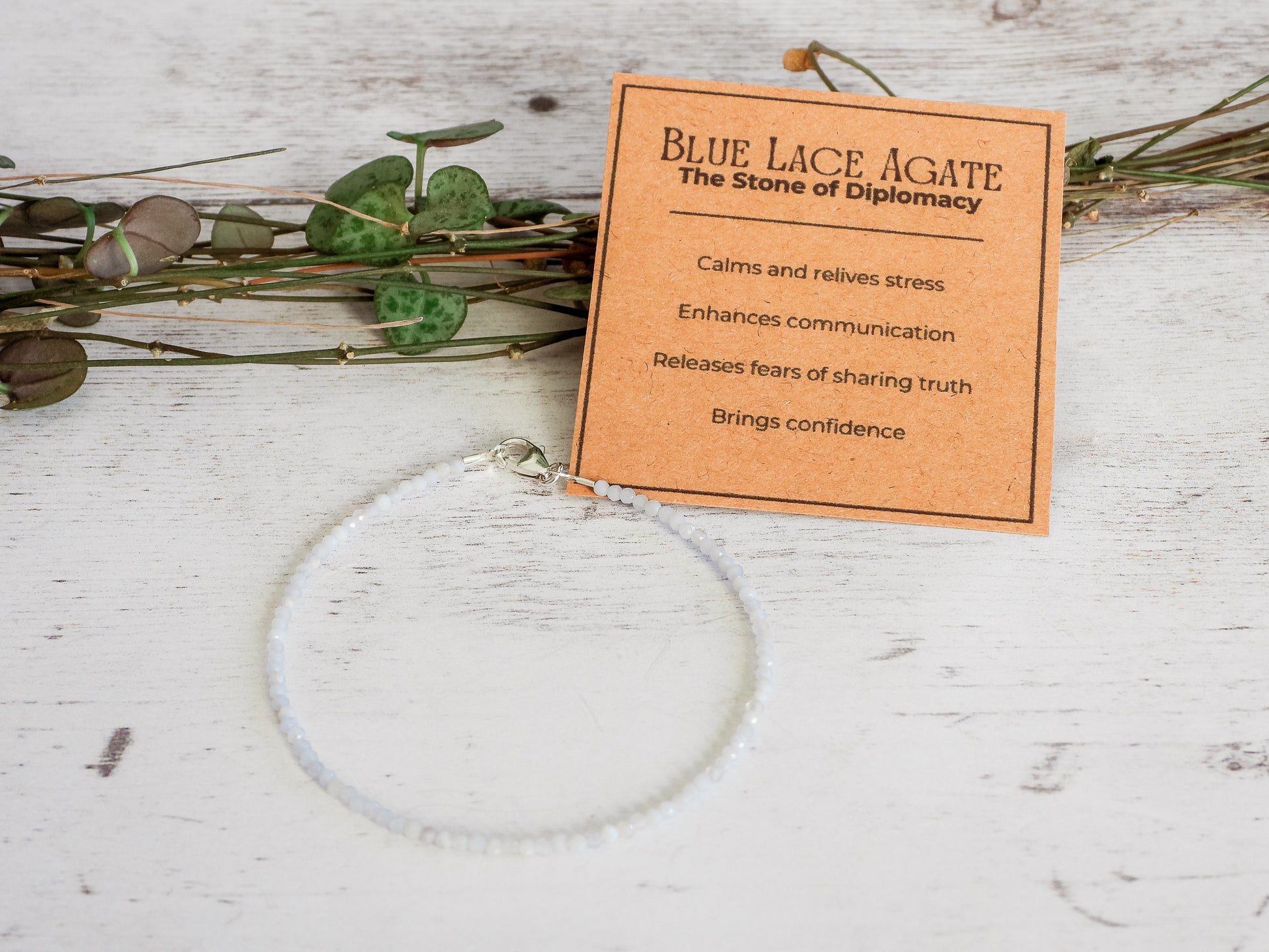 minimalist blue lace agate crystal healing bracelet