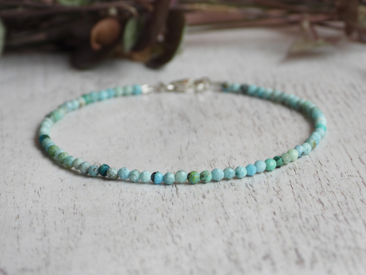 Dainty Blue Opal Gemstone Bracelet | Sterling Silver | Handmade