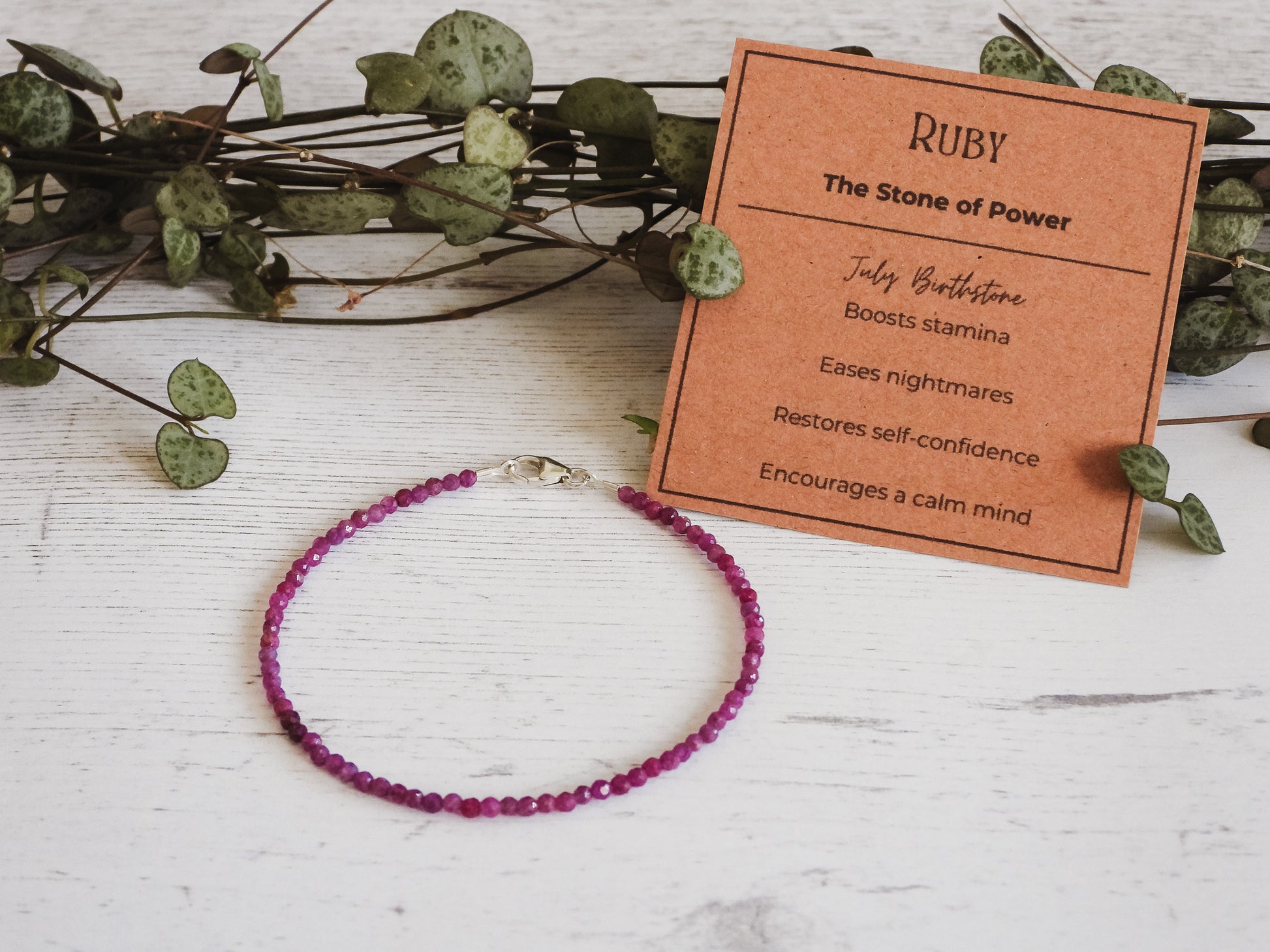 minimalist ruby crystal healing beaded bracelet