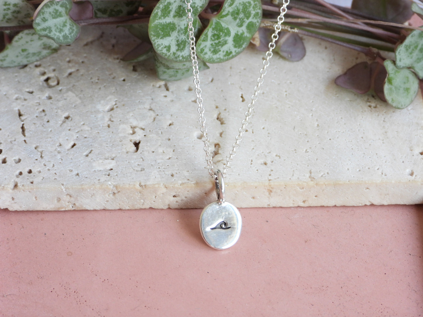 minimalist dainty wave charm necklace with solid 925
