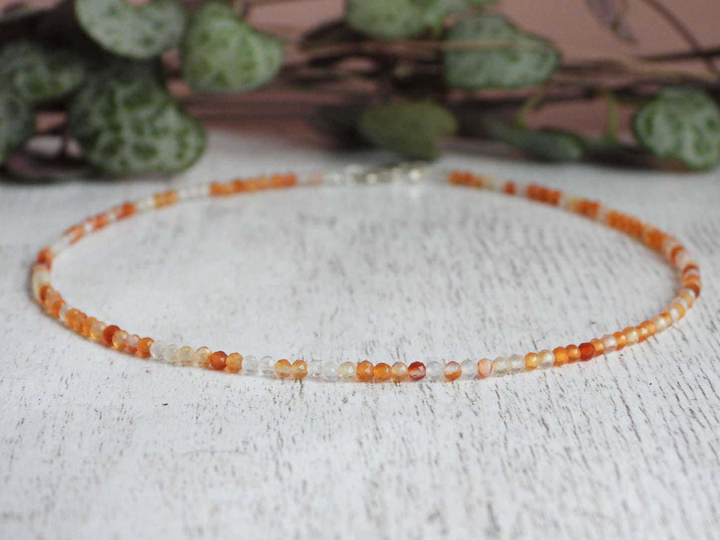 Dainty Carnelian "Fertility" Gemstone Anklet | July Birthstone | Faceted Beads