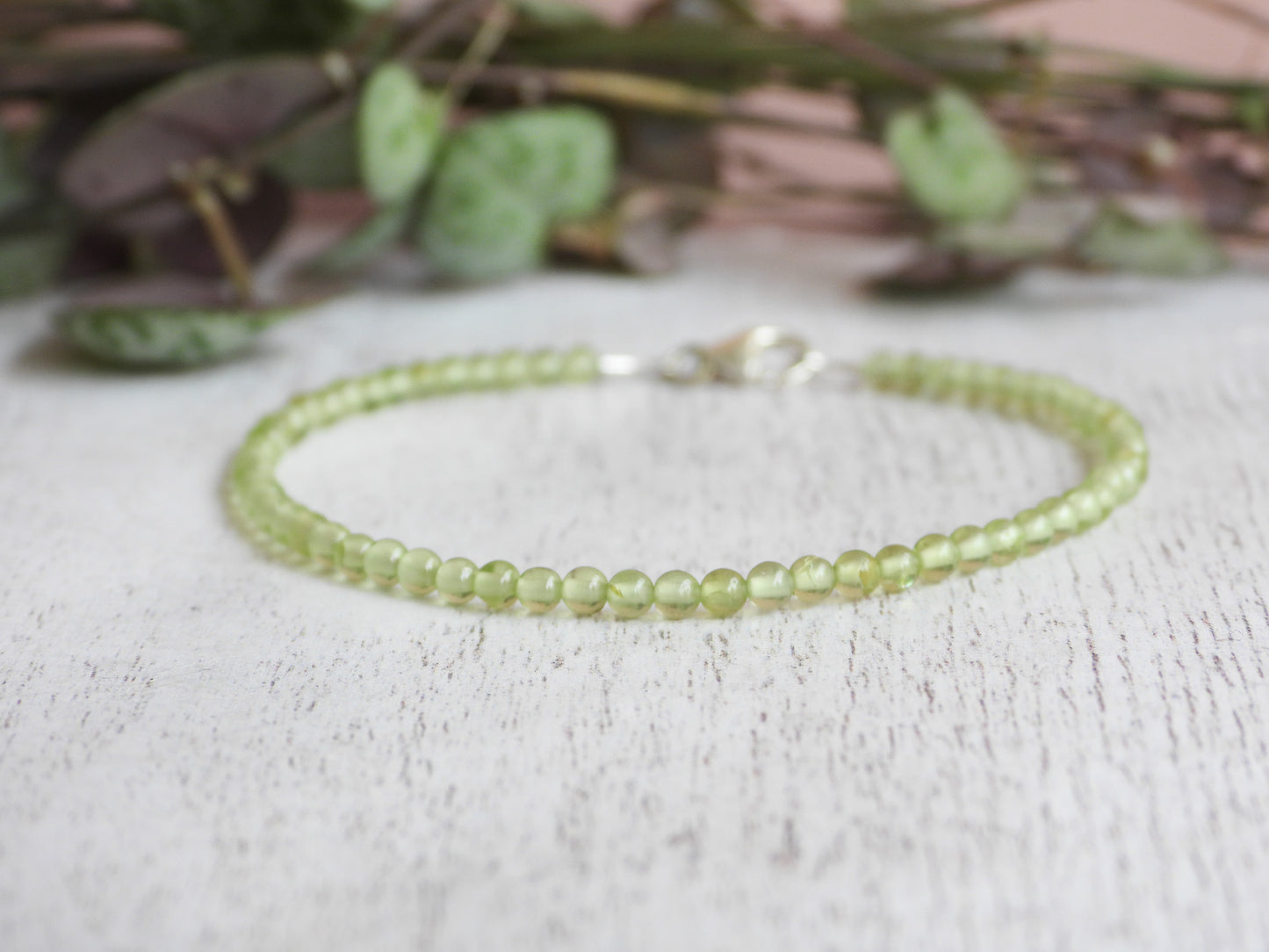 minimalist peridot gemstone bracelet with august birthstone