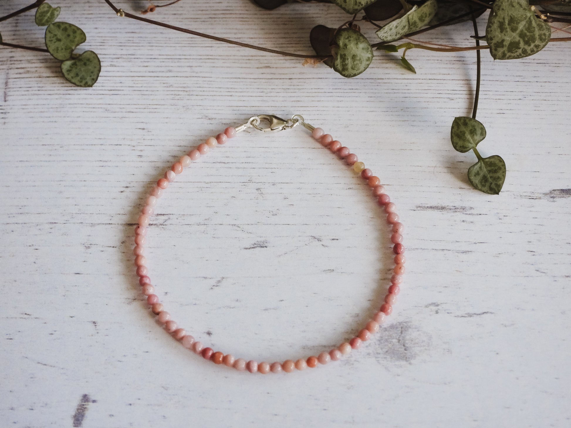 pink rhodochrosite gemstone stacking bracelet