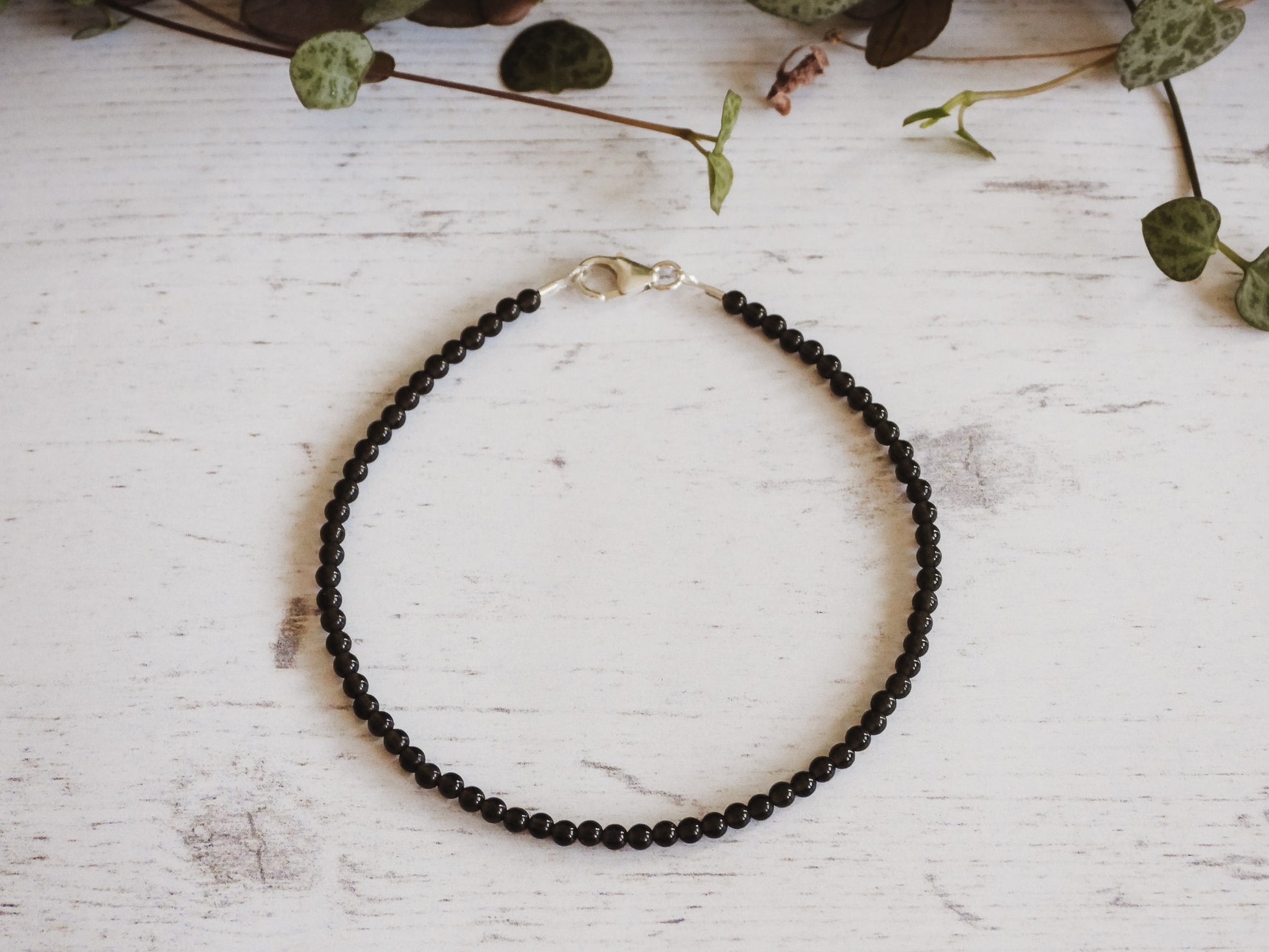 obsidian crystal healing stacking bracelet