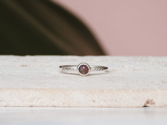 Dainty Pink Tourmaline Stacking Ring | Size L