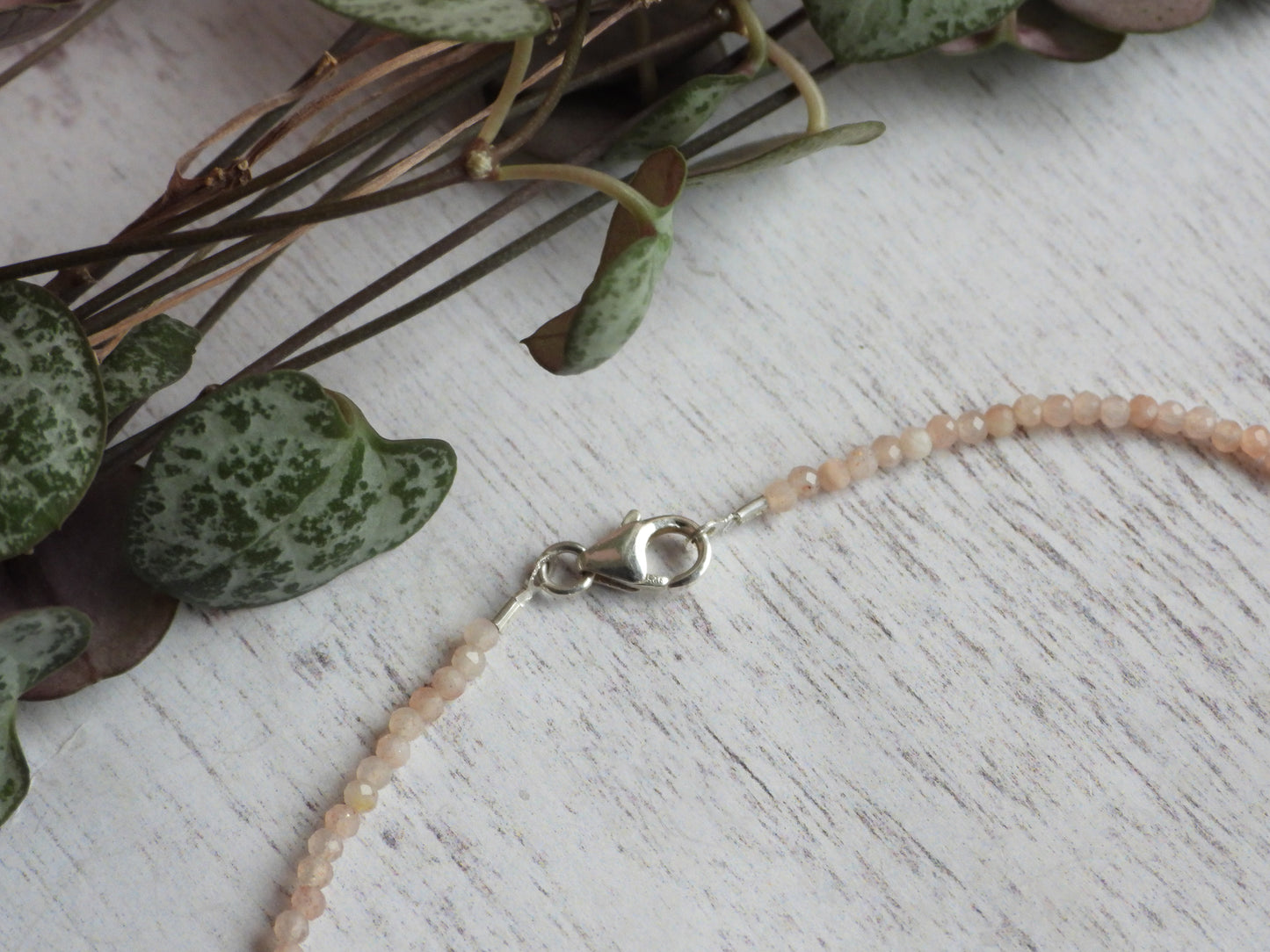 Dainty Peach Moonstone "New Beginnings" Gemstone Anklet | Faceted Beads