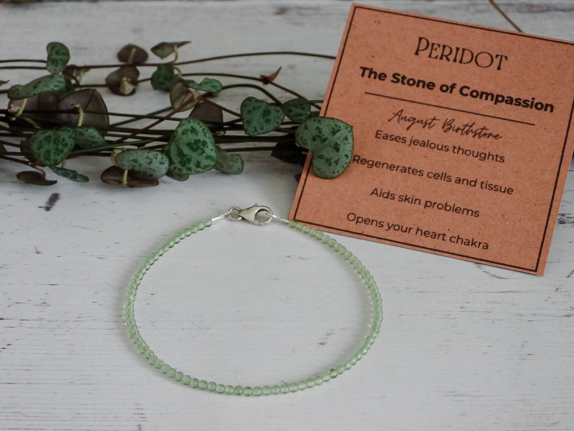 peridot crystal healing custom gemstone bracelet with August birthstone