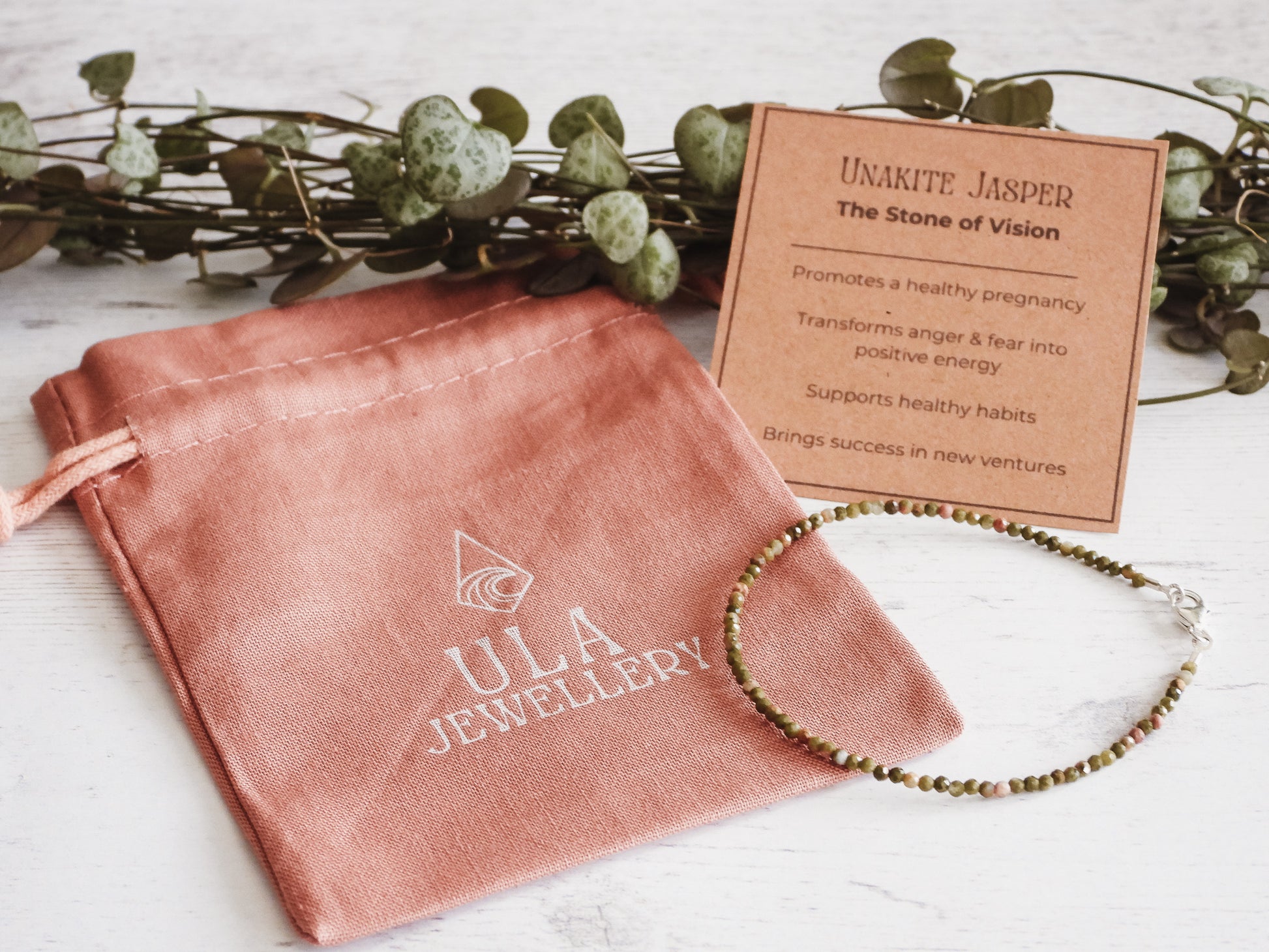 personalised gift idea, unakite custom beaded gemstone bracelet