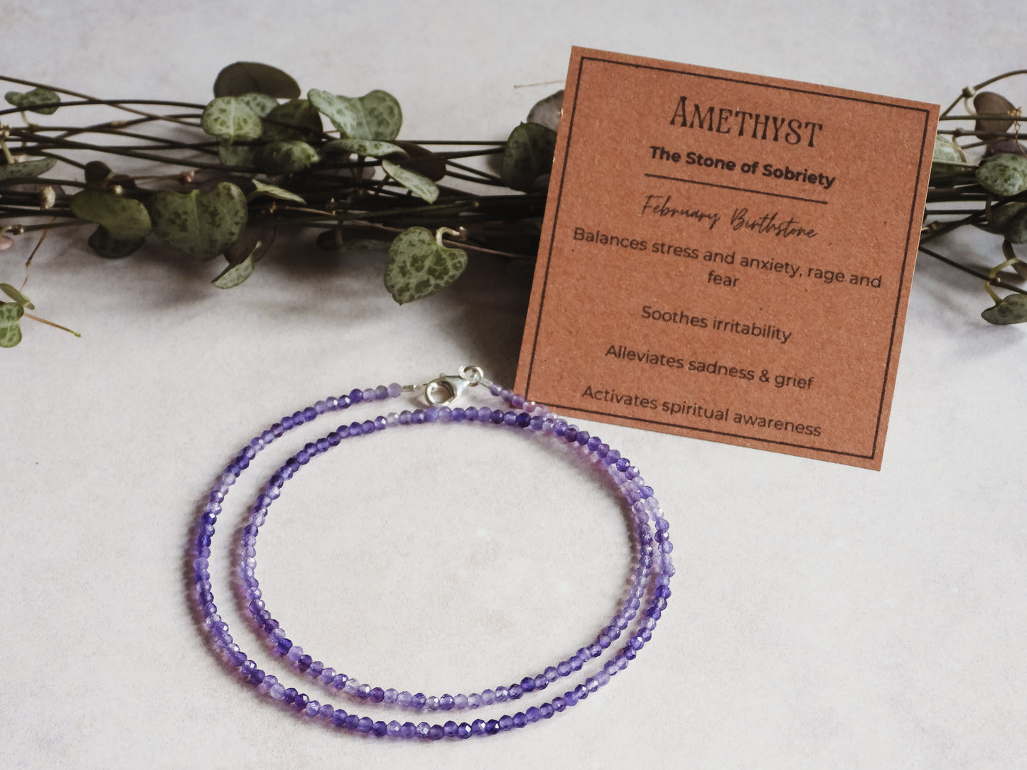 Dainty Amethyst "Sobriety" Gemstone Necklace