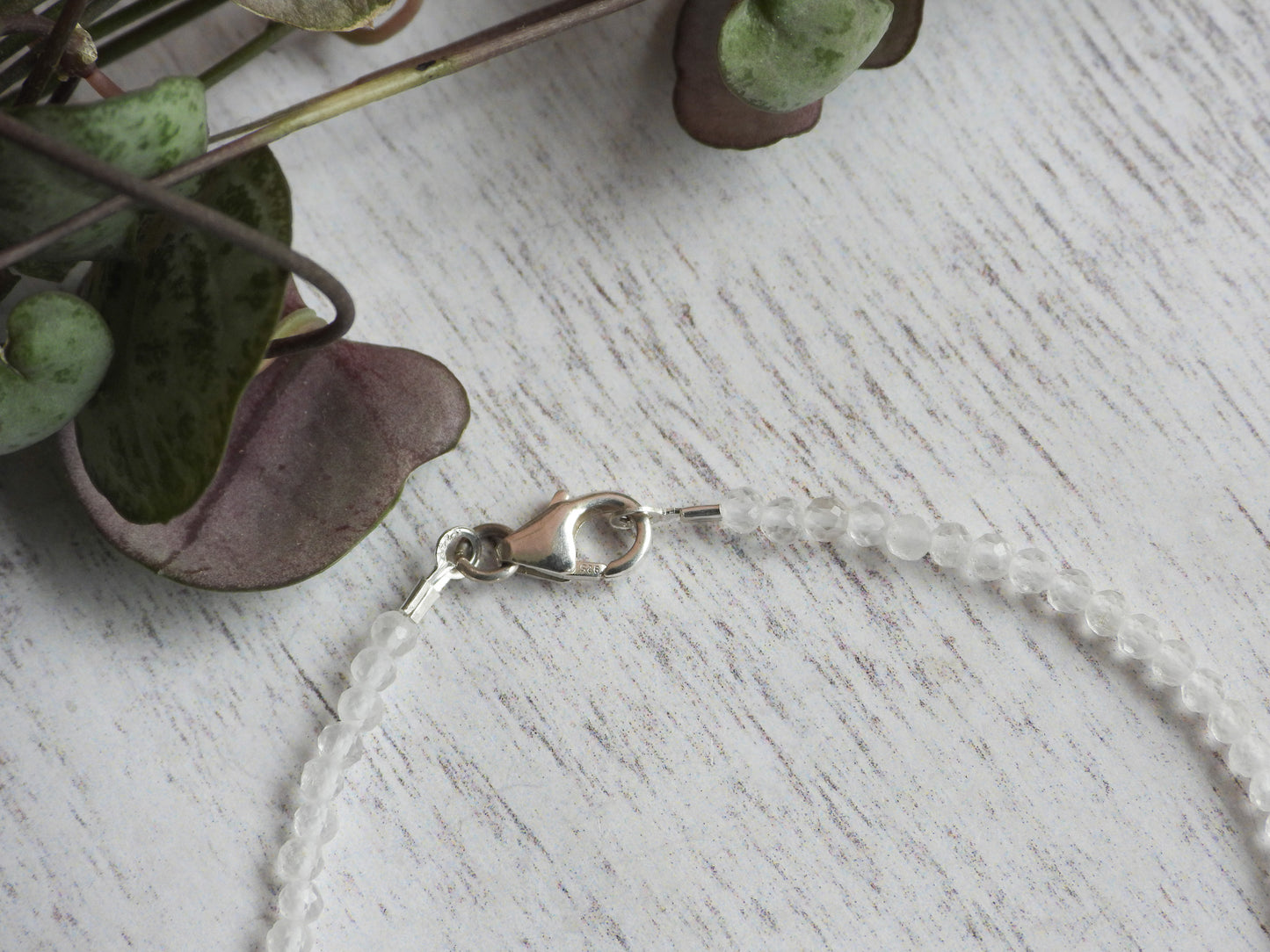quartz gemstone crystal bracelet with sterling silver clasp