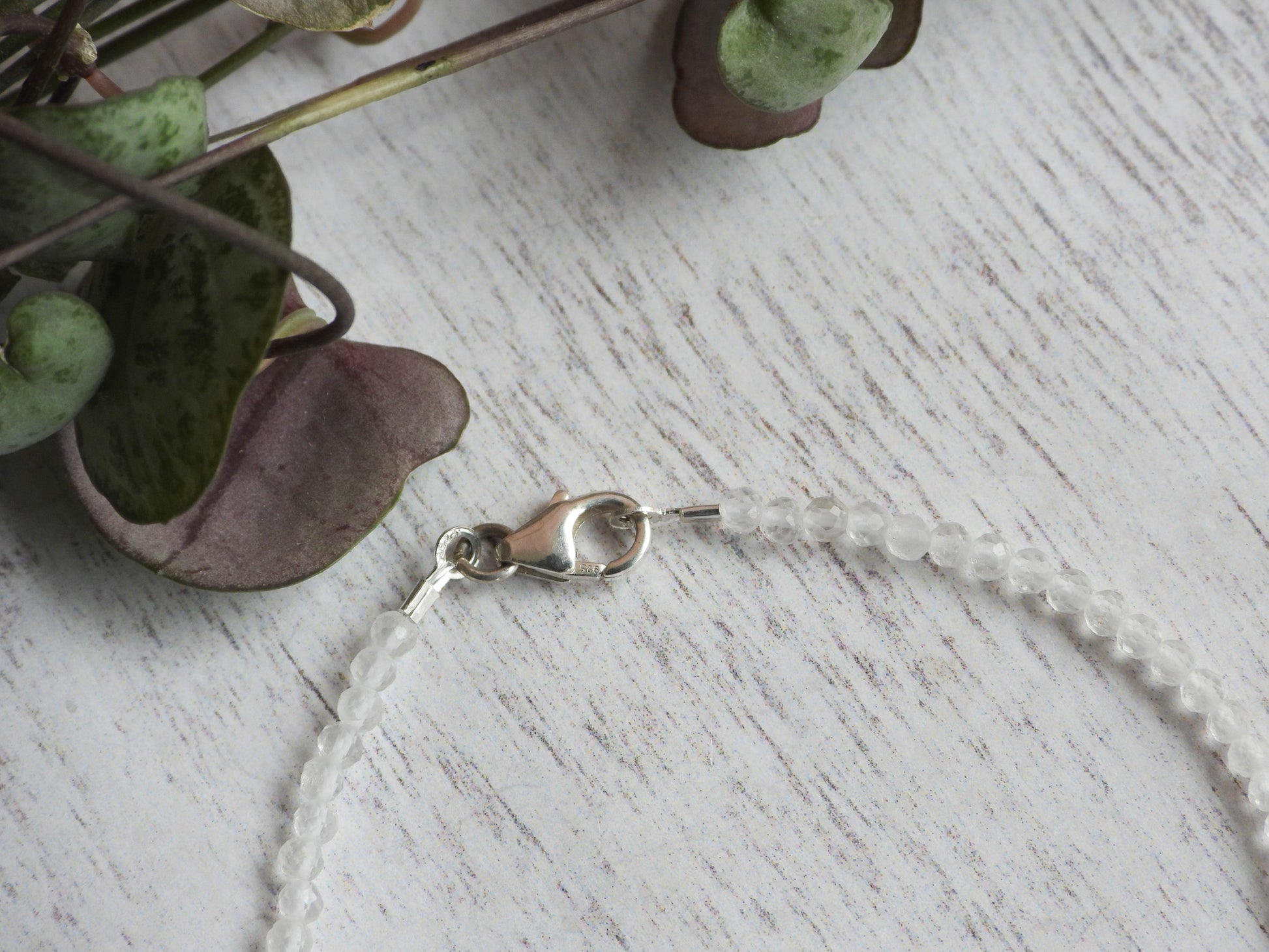 quartz gemstone crystal bracelet with sterling silver clasp