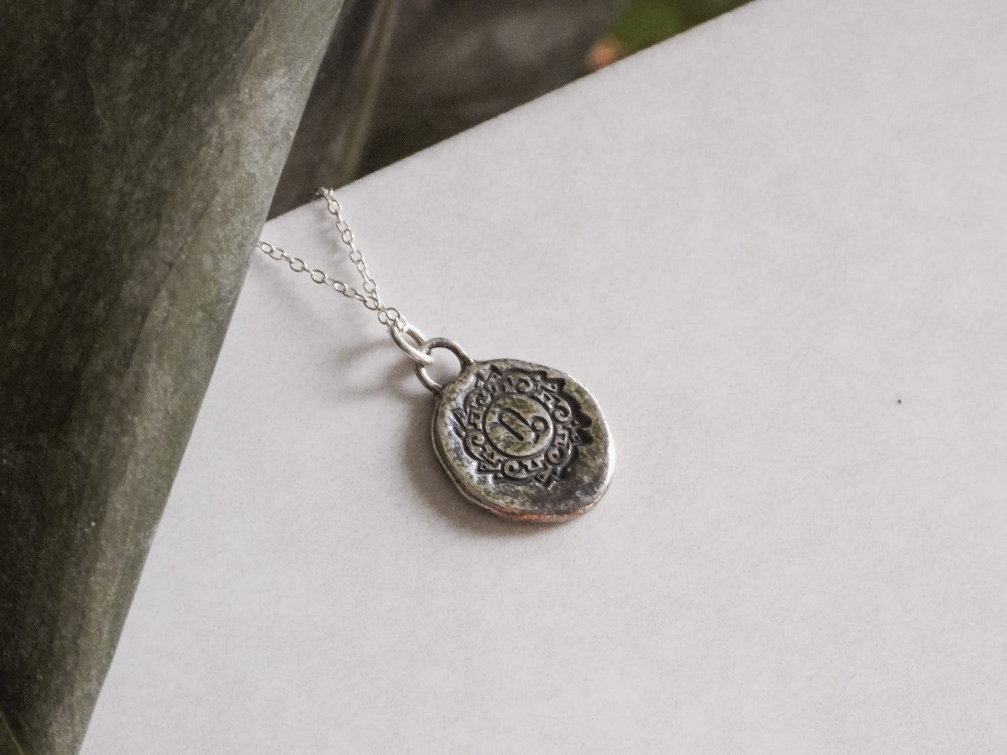 recycled sterling silver capricorn star sign symbol pendant