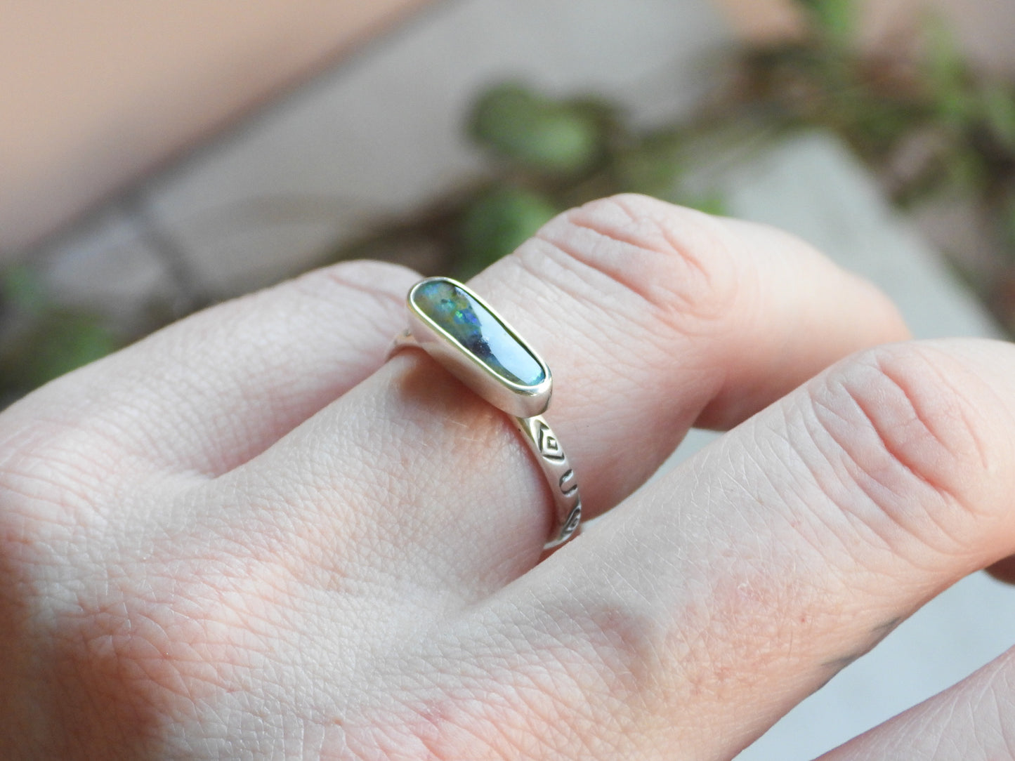 Australian Boulder Opal Stacking Ring | Size P