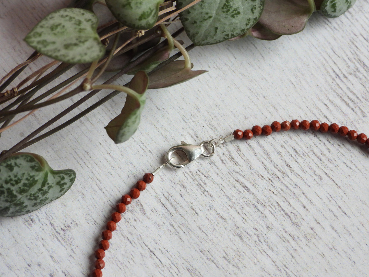 Dainty Red Jasper "Strength" Gemstone Anklet | Faceted Beads