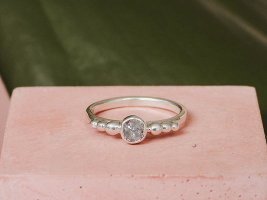 rough raw diamond engagement ring in boho style