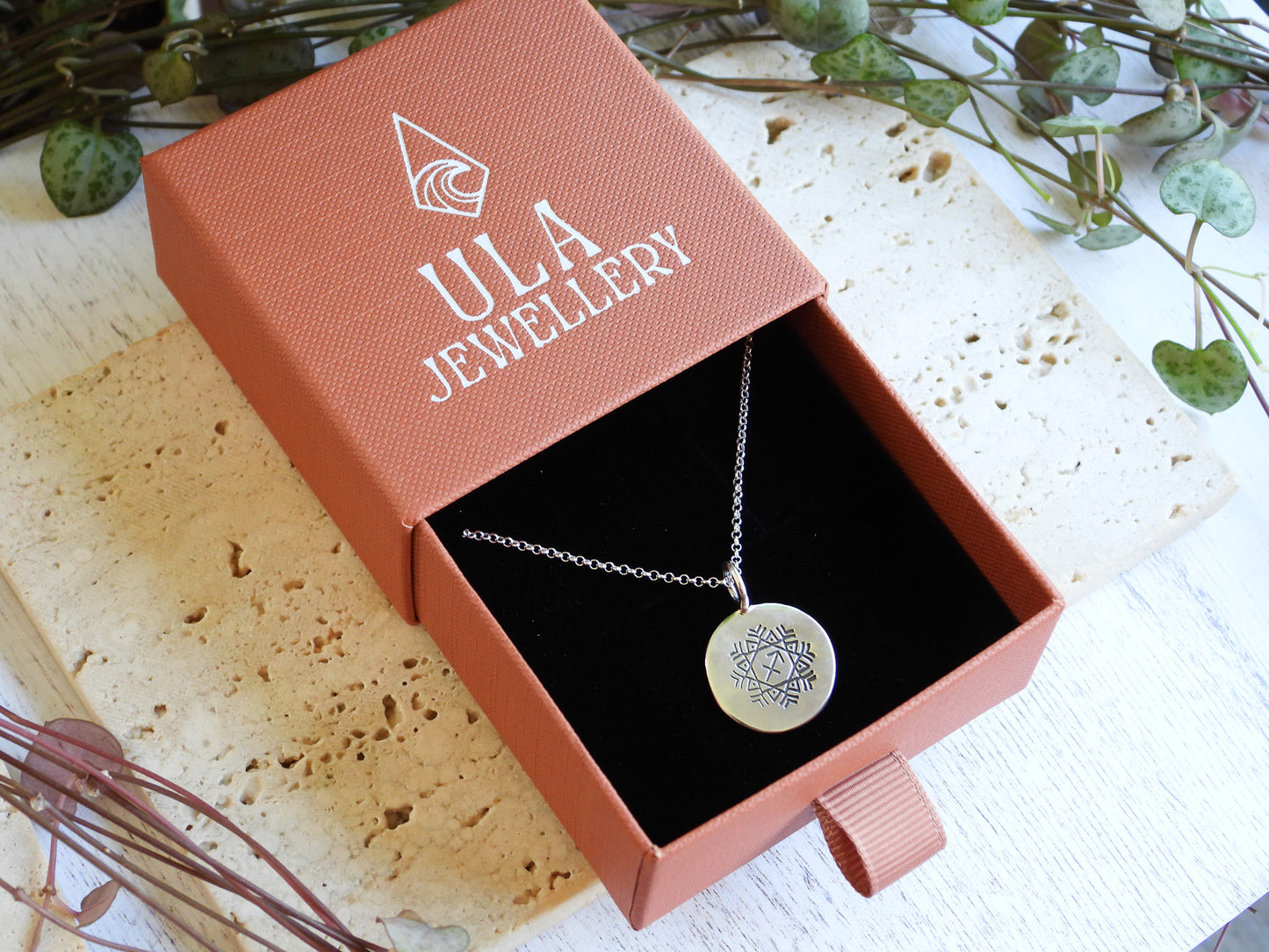 Rustic Sagittarius Star Sign Mandala Necklace | Recycled Silver 925