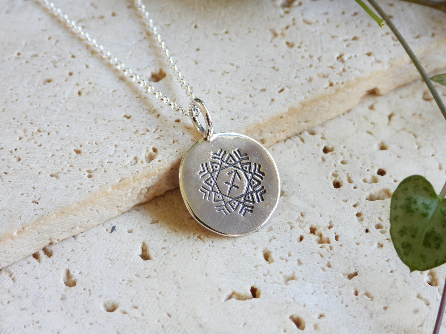 Rustic Sagittarius Star Sign Mandala Necklace | Recycled Silver 925