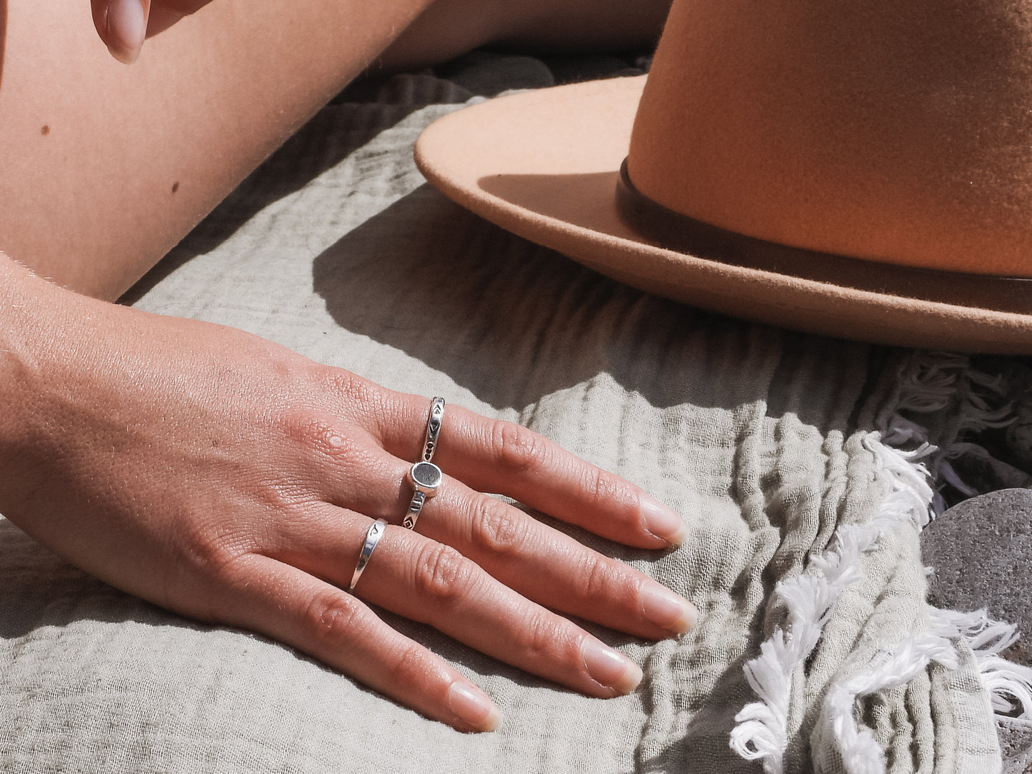 silver bohemian style stacking rings 