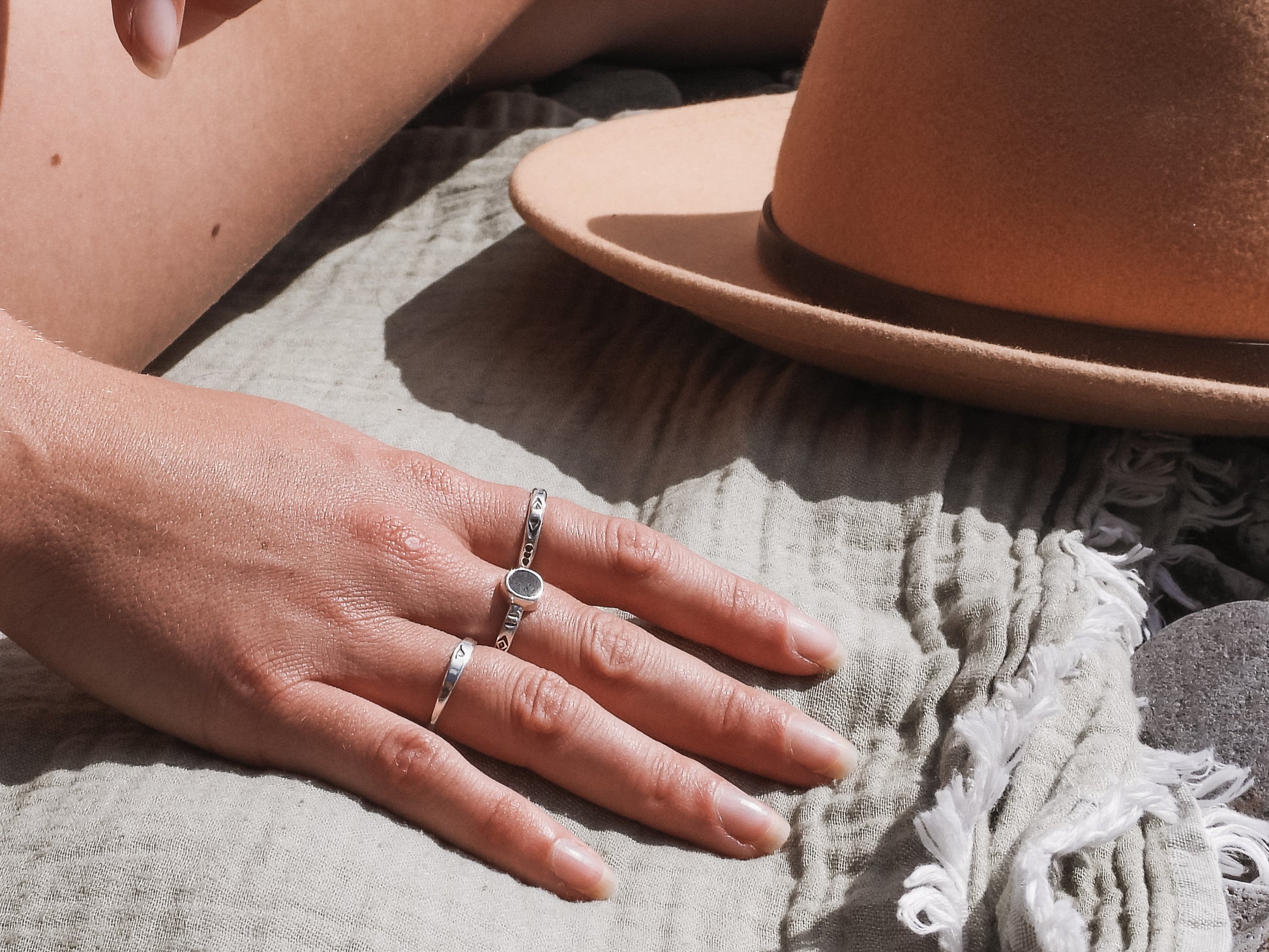 silver bohemian style stacking rings 